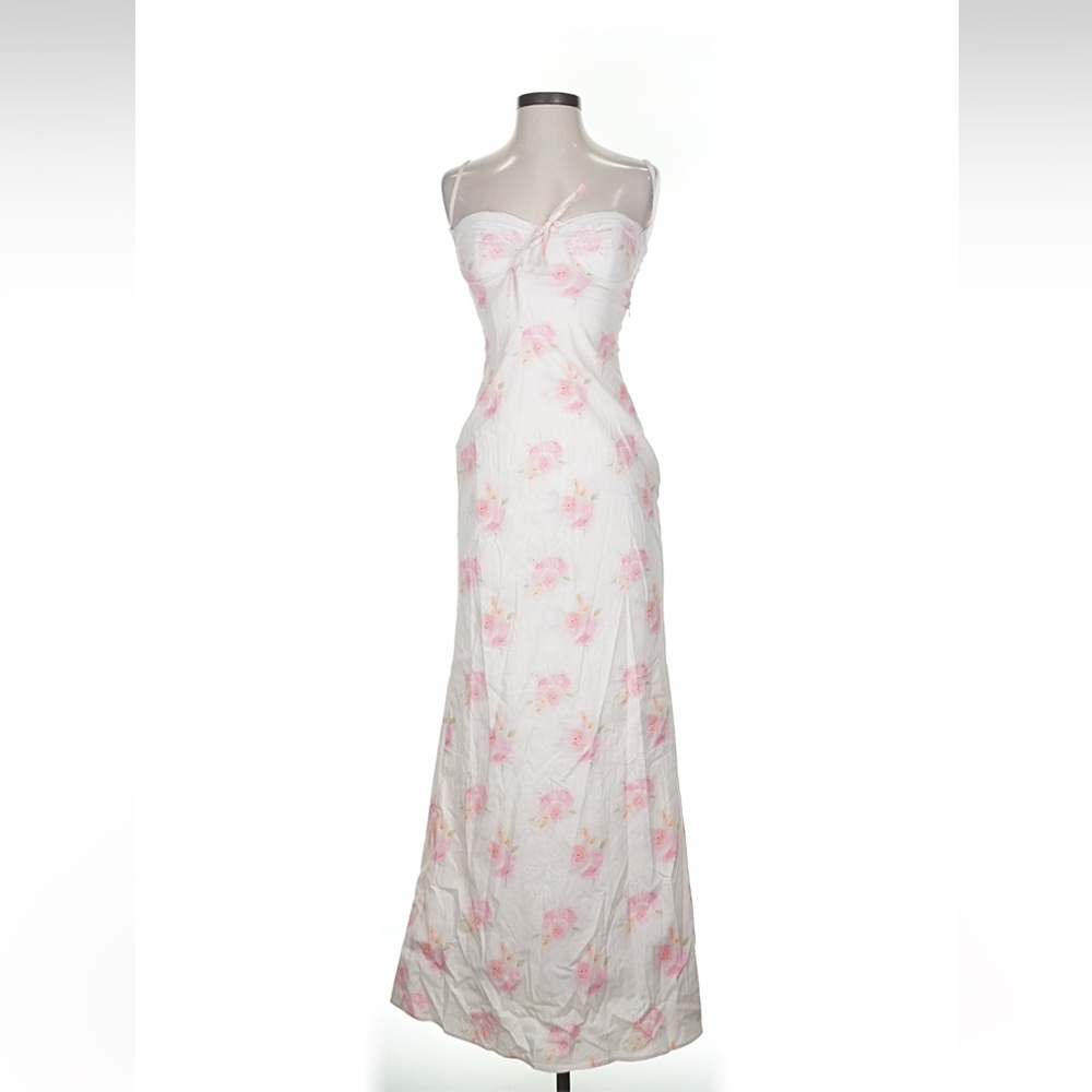 Fashion Nova White and Pink Floral Maxi Dress
